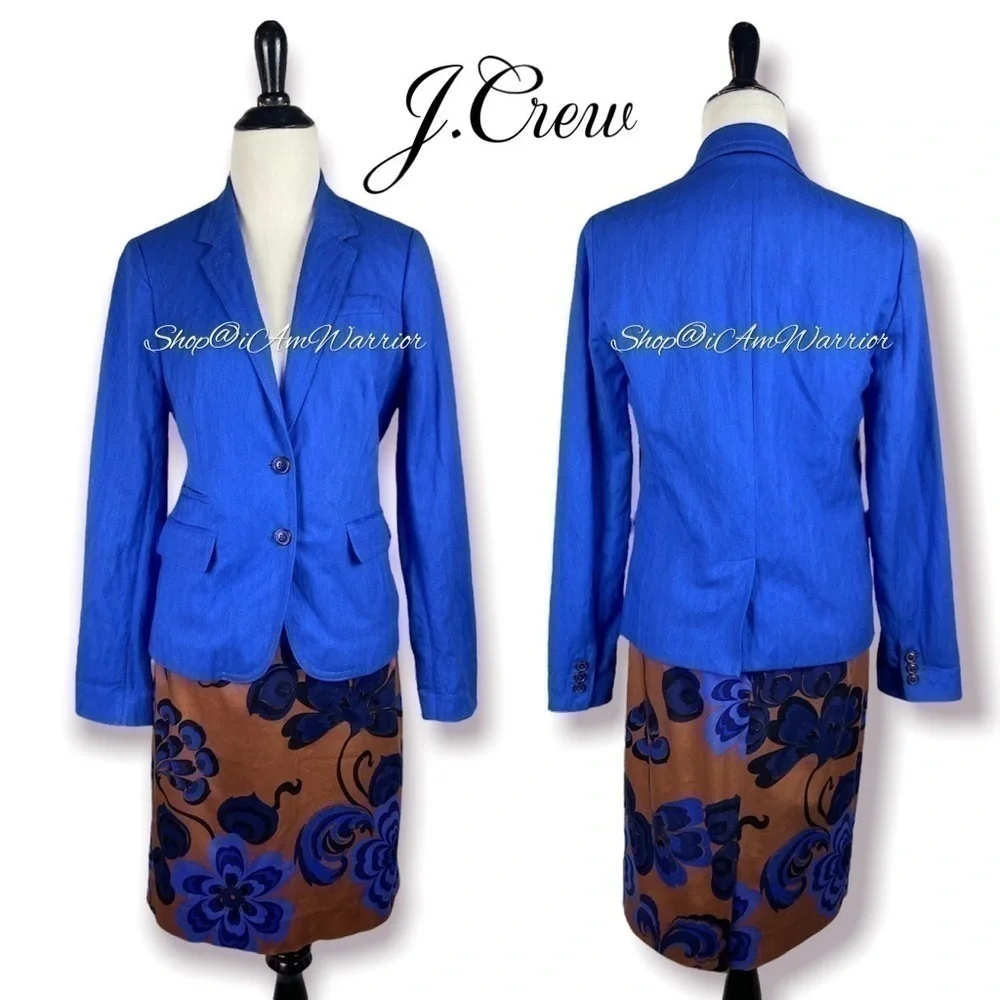 J.Crew brown & sapphire blue floral stretch cotton pencil skirt *shop@iamwarrior